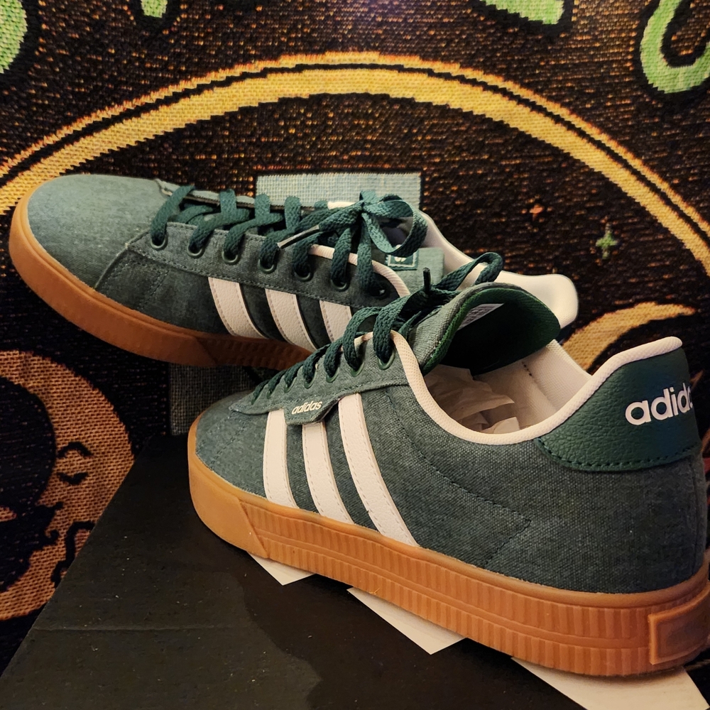 Adidas Daily 3.0 Green Sneakers with White Stripes